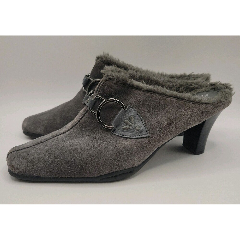 AEROSOLES Cinch Worm Gray Mules Clog Slip On Comfortable Shoes Size 8.5M